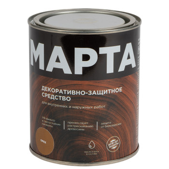 Декоративно-защитное средство для дерева с маслом и воском Марта орех полуглянцевое 0,75л