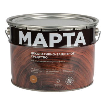 Декоративно-защитное средство для дерева с маслом и воском Марта орех полуглянцевое 9л