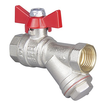 Кран шаровый с фильтром ВР 1/2" бабочка TEBO