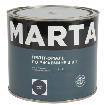 Грунт-эмаль по ржавчине 3в1 Марта графит (RAL 7024) глянцевая 2кг