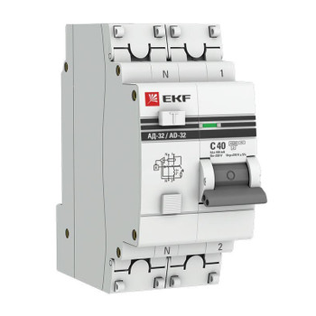 Изображение товара Автоматический дифференциальный выключатель EKF PROxima 2-полюсный 40А 100мА