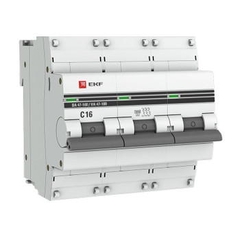 Изображение товара Выключатель автоматический трехполюсный C 16А 10кА PROxima EKF