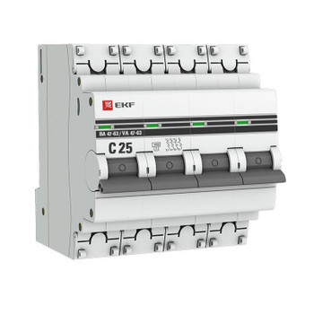 Выключатель автоматический четырехполюсный C 25А 4,5кА PROxima EKF