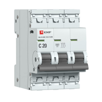 Изображение товара Автоматический выключатель трехполюсный 20А 6кА EKF PROxima EKF