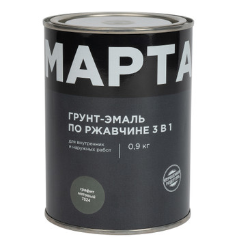 Грунт-эмаль по ржавчине 3в1 Марта графит (RAL 7024) матовая 0,9кг
