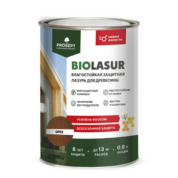 Изображение товара Антисептик для дерева лессирующий Prosept Bio LASUR орех 0,9 л