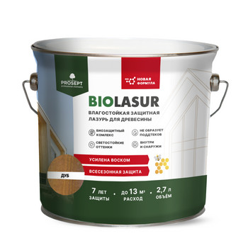 Изображение товара Антисептик для дерева лессирующий Prosept BiO LASUR дуб 2,7 л защитный и декоративный