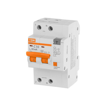 Выключатель автоматический дифференциального тока двухполюсной C 10А тип АС 4,5кА TDM