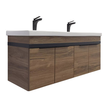 Изображение товара Тумба подвесная Comforty Дуэт 125 с раковиной Гармония 125 дуб темно коричневый