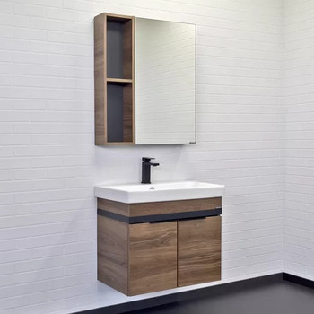 Зеркало шкаф Comforty Соло 70 дуб темно коричневый