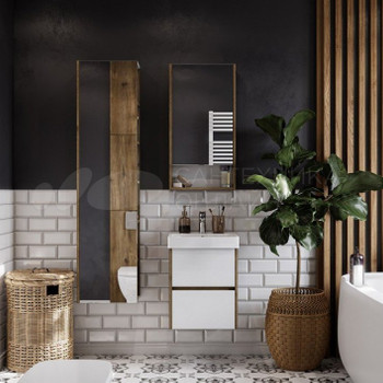 Изображение товара Зеркало шкаф Акватон Сканди 45 белый дуб рустикальный