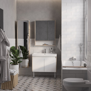 Изображение товара Зеркало шкаф Акватон Сканди 70 белый/дуб верона