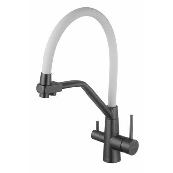 Изображение товара Смеситель для кухни Fmark FS0662-Q02 белый/графит однорычажный с гибким изливом