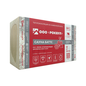 Утеплитель Rockwool Сауна Баттс 1000х600х50 мм, 8 шт/уп