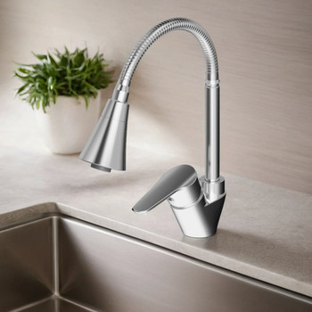 Изображение товара Смеситель для кухни Voda MON519 хром с гибким изливом и однорычажным управлением