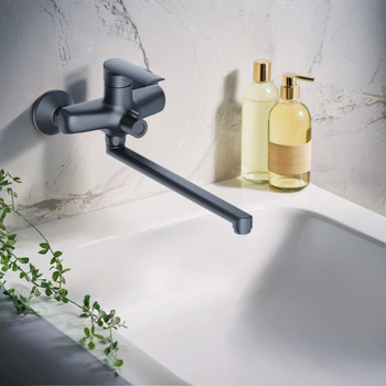 Изображение товара Смеситель для ванны Esko BRS31B черный с длинным изливом и душевой лейкой