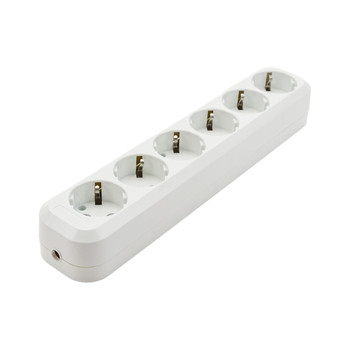 Колодка 6 гнезд с заземлением 16А 250 В IP20 белая TDM