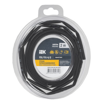 Трубка термоусадочная ТТУ нг-LS 4/2 черная 2 м IEK