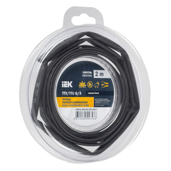Трубка термоусадочная ТТУ нг-LS 6/3 черная 2 м IEK