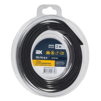 Трубка термоусадочная ТТУ нг-LS 8/4 черная 2 м IEK