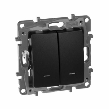 Механизм выключателя двухклавишный с подсветкой Etika антрацит IP20 Legrand