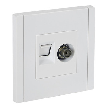 Розетка ТВ+RJ45 5E Forte&Piano белая IP20 IEK