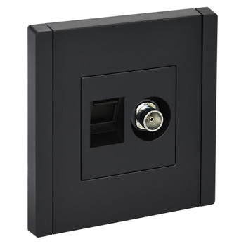 Розетка ТВ+RJ45 6Е Forte&Piano черная IP20 IEK