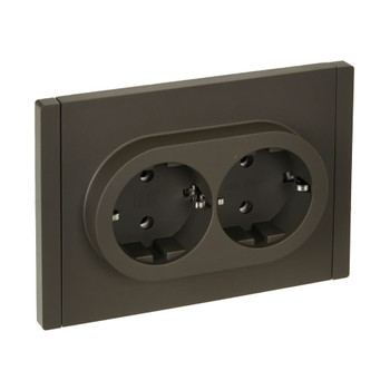 Розетка двухместная с заземлением Forte&Piano серая IP20 IEK