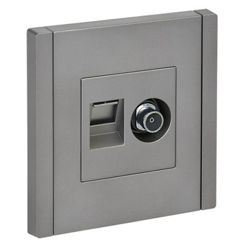 Изображение товара Розетка ТВ+RJ45 Forte&Piano IEK сталь IP20