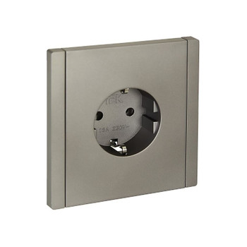 Изображение товара Розетка одноместная с заземлением Forte&Piano IEK для встраиваемого монтажа сталь