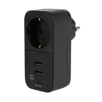 Адаптер сетевой Фотон 4000 Вт с заземлением 2 USB-A + USB-C 2,4А