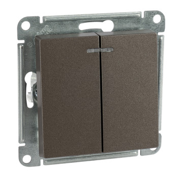 Механизм выключателя двухклавишный с подсветкой AtlasDesign мокко IP20 Systeme Electric