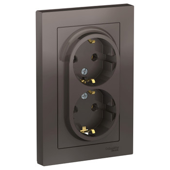 Розетка двухместная с заземлением AtlasDesign мокко IP20 Systeme Electric