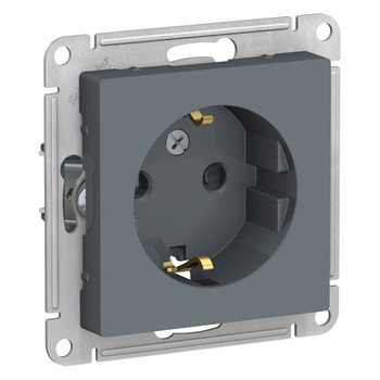 Механизм розетки с заземлением со шторками AtlasDesign грифель IP20 Systeme Electric