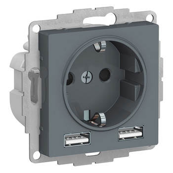 Механизм розетки с USB-2шт AtlasDesign грифель IP20 Systeme Electric