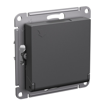 Механизм розетки с заземлением со шторками и крышкой AtlasDesign базальт IP20 Systeme Electric