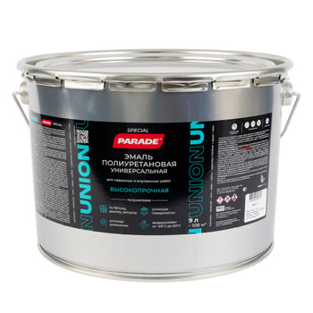 Эмаль полиуретановая универсальная Parade белая полуматовая 9л