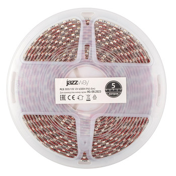 Лента светодиодная 12Вт/м 12В IP65 холодный белый свет 6500К 5 м JazzWay