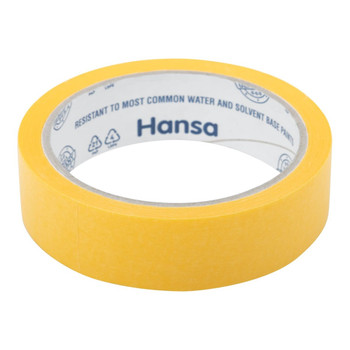 Лента малярная 25ммx25м Washi для точных краев желтая Hansa