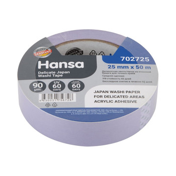 Лента малярная 25ммx50м Washi для деликатных поверхностей фиолетовая Hansa