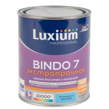 Краска интерьерная моющаяся Bindo 7 матовая 1л Luxium