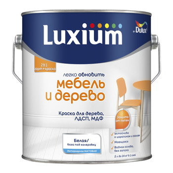 Краска для мебели и дерева Luxium Мебель и Дерево (база BW) матовая 2л