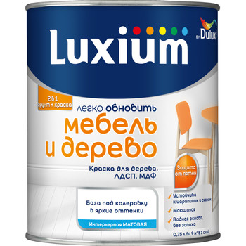 Краска для мебели и дерева Luxium Мебель и Дерево (база BC) матовая 0,75л