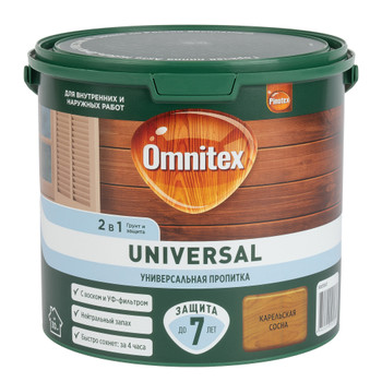 Изображение товара Пропитка 2в1 Omnitex Universal карельская сосна полуматовая 2,5л