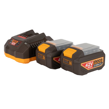 Изображение товара Аккумулятор 2х2Ач и зарядное устройство 2А 42В Ingco FBCPM20221 набор