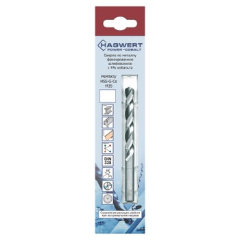 Изображение товара Сверло по металлу Cobalt 9х125 мм Р6М5К5 Hagwert