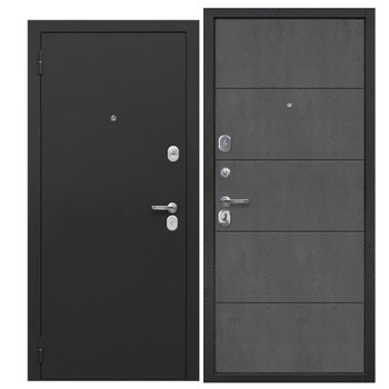 Дверь входная металлическая Ferroni Гарда букле черный\бетон графит 960мм левая