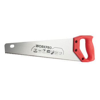 Изображение товара Ножовка по дереву 400мм, 7TPI, линейка, пластиковая рукоятка Workpro