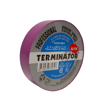 Изолента ПВХ 19мм х 20м фиолетовая огнеупорная самозатухающая Терминатор