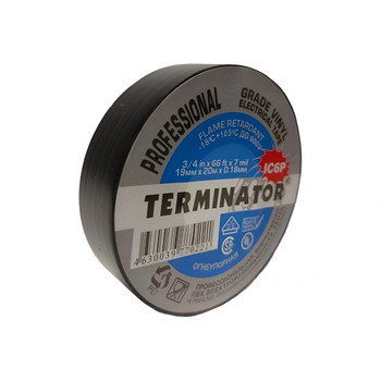 Изолента ПВХ 19мм х 20м черная холодостойкая самозатухающая Терминатор